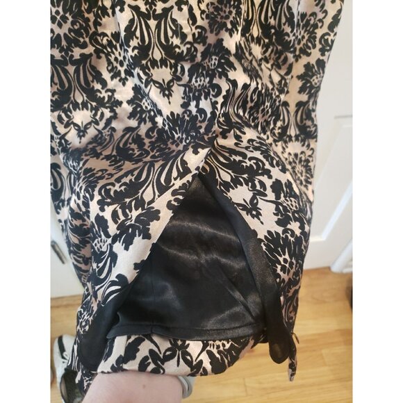 New York & Co Dress Jacquard Midi Party Sleeveless Stretch Sz L Lined Zip - Picture 9 of 10